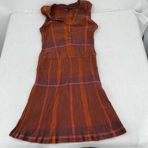 PRANA Women’s Sugar Pine Plaid Drop Waist Sleeveless dress V-Neck size: Small